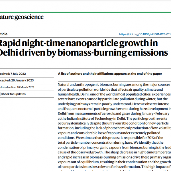 Rapid night-time nanoparticle growth in Delhi driven by biomass-burning emissions